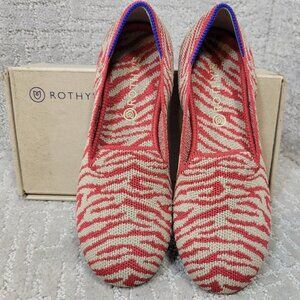 Rothys The Flat Little Kid's Size 2 US Red Zebra Round Toe Slip on Shoes